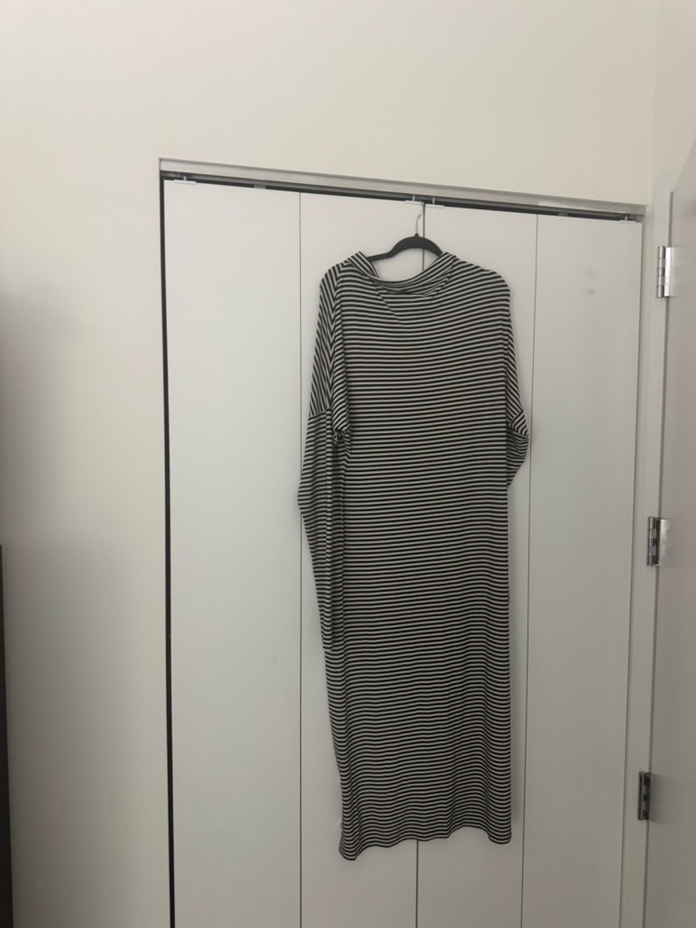 Norma Kamali OMO Black and White Striped Women’s Midi Dress